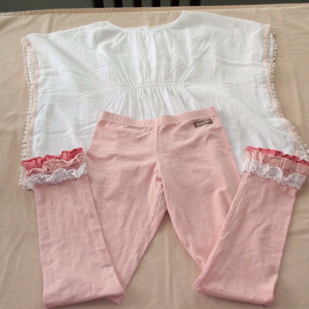 Crewcuts Matilda Jane White Gauzy Top Oversized Leggings Ruffles Sz 12